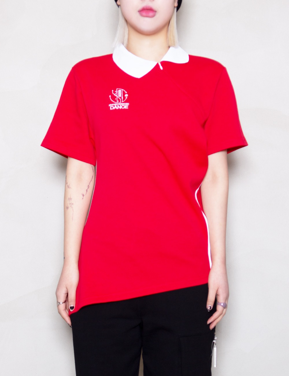 RED TWISTED GOLF SHIRT