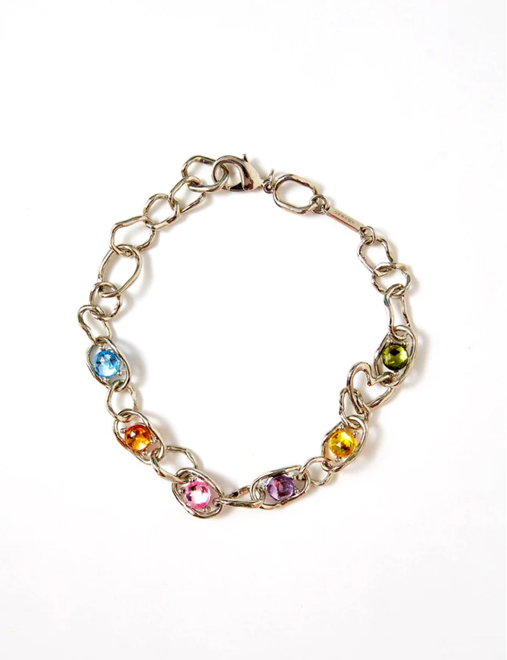 GEMSTONE CRUSHED CHAIN NECKLACE_SILVER