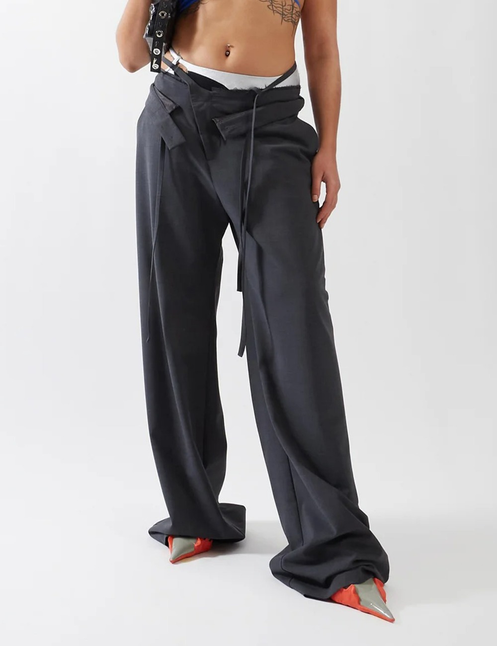 DOUBLE FOLD SUIT TROUSERS_CHARCOAL