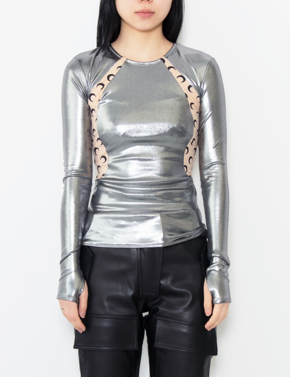 REGENERATED JERSEY DRAPPED LONG SLEEVES_SILVER